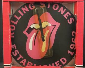 Rolling Stones Clock, New in Box 12" Glass