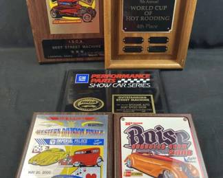 (5) Automotive Plaques & Awards, Hot Rod Etc.