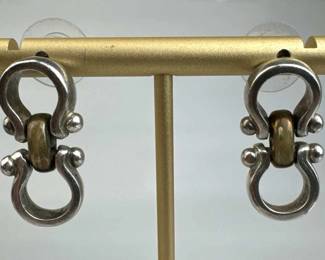 925 Silver Taxco Stirrup Doorknocker Post Earrings