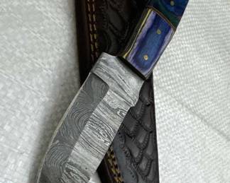 Damascus Steel Fixed Blade Knife w/ Sheath