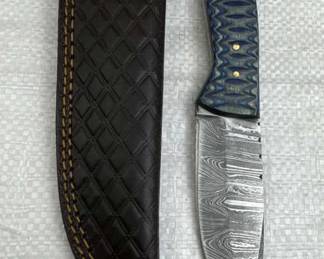 Damascus Steel Fixed Blade Knife w/ Sheath