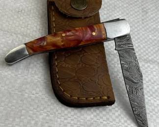 Damascus Steel Fixed Blade Knife w/ Sheath
