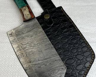 Damascus Steel Fixed Blade Knife w/ Sheath