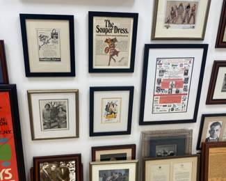 Antique advertisements, signed photos, etc