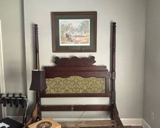 This bed is walnut and is from the Eastlake era, 1890's. Cool upholstery 
