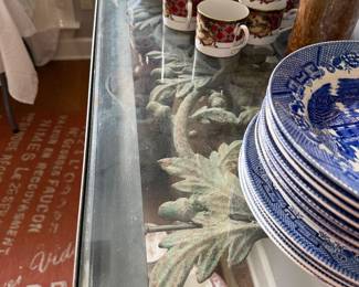 This is a lovely iron table with glass! very fine