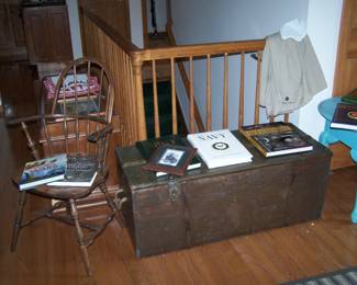 OLD BLANKET CHEST & BOOKS