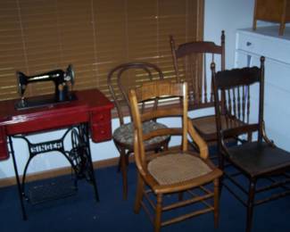 OLD SINGER  & OLD CHAIRS
