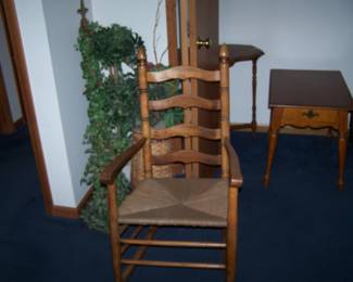 RUSH-SEAT ROCKER & FAUX PLANTS