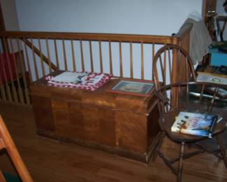 ART DECO CEDAR CHEST & WINDSOR-TYPE CHAIR