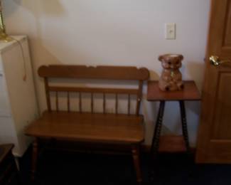 BENCH, PLANT STAND & BEAR