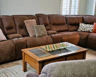 Brown L shaped couch