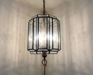 Brass  Beveled Glass Pendant Lantern Hanging Lamp