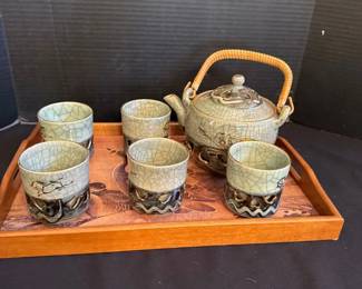 Tea Set With Wooden Tray
