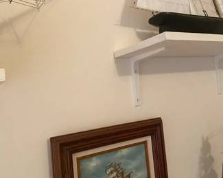 Clipper Ship Model And Signed Oil Painting