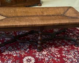 Wood And Rattan Bench