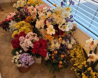 Large Assortment Of Silk Flowers