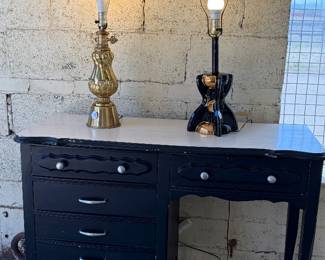 Lamps and desk