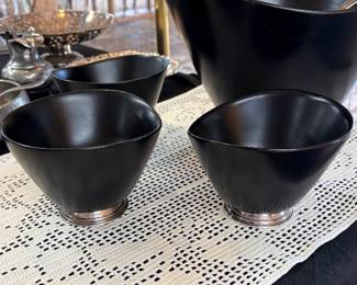 Silver base mahogany bowls