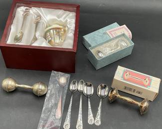 Baby Spoons & Rattles (some silver)
