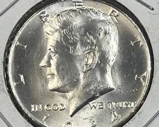 1964 JFK 90% Silver Half Dollar, Brilliant