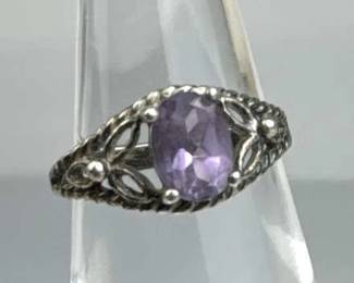 925 Silver Vintage Avon Amethyst Ring