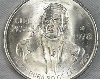 1978 Silver Monterey Mexico 100 Pesos, Morelos