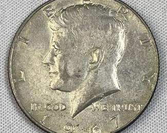 1967 JFK 40% Silver Half Dollar, US 50c Coin