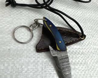 Damascus Steel Fixed Blade Knife w/ Sheath