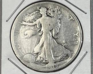 1918-D Walking Liberty Silver Half Dollar, 90%