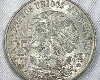 1968 Silver Mexico Olympics 25 Pesos, Luster