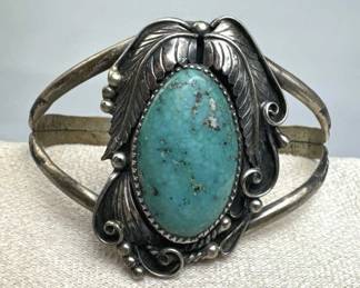 925 Silver Vintage Navajo Turquoise Cuff Bracelet