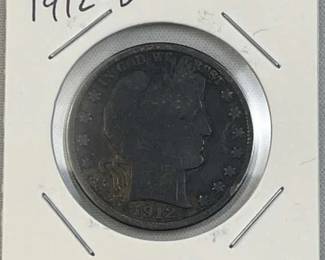 1912-D Barber Silver Half Dollar, US 90% Coin