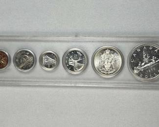 1959 Canada Mint Silver Coin Set, 25c Cameo