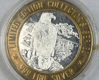 0.6oz Silver Strike Casino Token .999 Bald Eagle