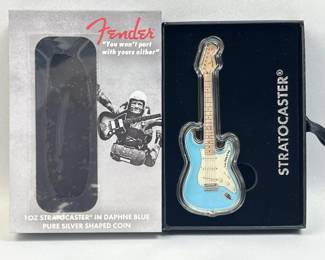 1oz Silver Fender Strat - Daphne Blue PAMP .999