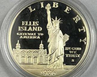 1986 Silver Proof Ellis Island Dollar, 90%
