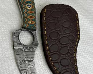 Damascus Steel Fixed Blade Knife w/ Sheath