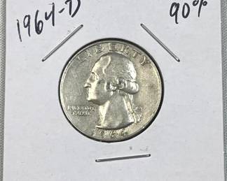 1964-D Washington Silver Quarter, US 90% Coin