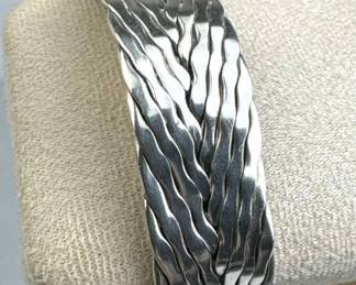 925 Silver Taxco Braided Woven Cuff Bracelet