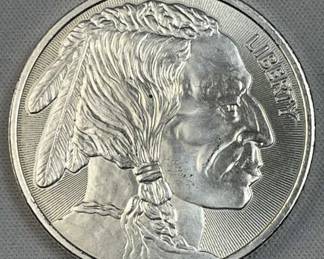 1oz Silver Buffalo/Chief Round w/ Rays .999