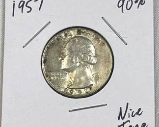 1957 Washington Silver Quarter, US 90% Coin