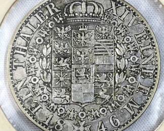 1846 Silver 1 Thaler, German States Prussia 75%