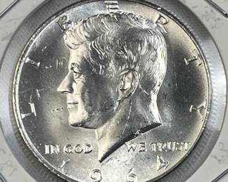 1964 JFK 90% Silver Half Dollar, Brilliant