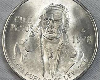 1978 Monterey Mexico Silver 100 Pesos, Morelos