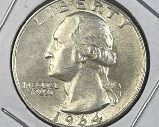 1964-D Washington Silver Quarter, US 90% Coin