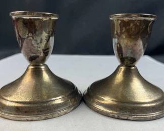 Pair of Sterling Silver Candle Holders, Weighted