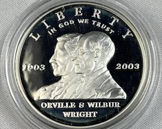 2003 Silver Proof Orville & Wilbur Dollar US 90%