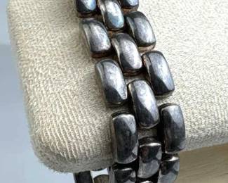 925 Silver Oxidized Triple Strand Link Bracelet