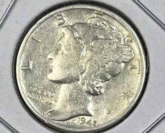 1945-D Mercury Silver Dime, US 90% Coin